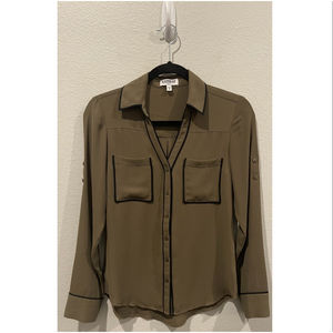 EXPRESS The Portofino Shirt Slim Fit Khaki Black Blouse